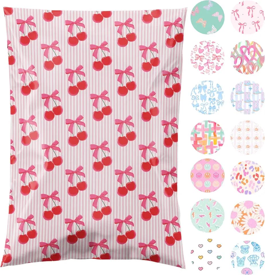 Pretty Package Store Poly Mailers 6x9, Cherry, 100 Pack