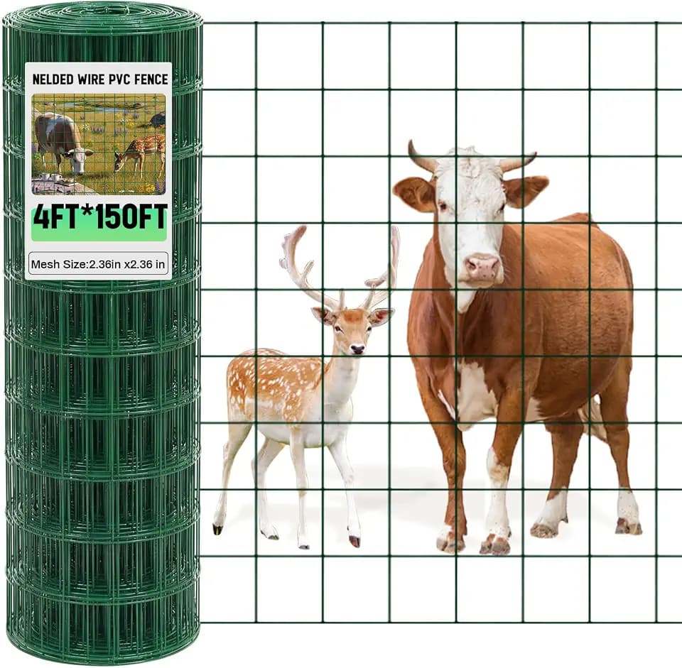 Gisafai Green Welded Wire Fence 4 ft X 150 ft, 2.36" Mesh Fencing