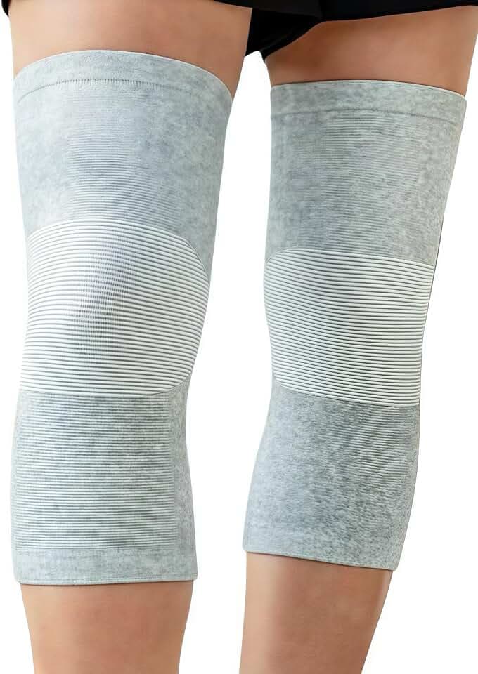 Bamboo Knee Sleeves, 2-Pack Knee Compression Sleeve Women Men Elastic Warm Slip-on Recovery Knee Brace for Arthritis Knee Pain