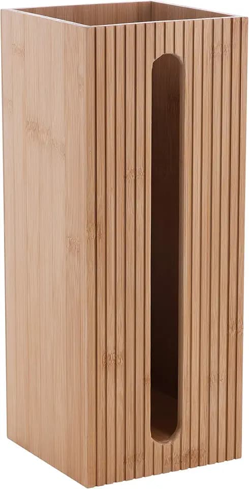 Bath Bliss Square Toilet Tissue Reserve | Dimensions: 5.71 x 5.71 x 14.17 | Bamboo Design | Bathroom Décor | Holds 3 Roles | Easy to Clean | Bamboo