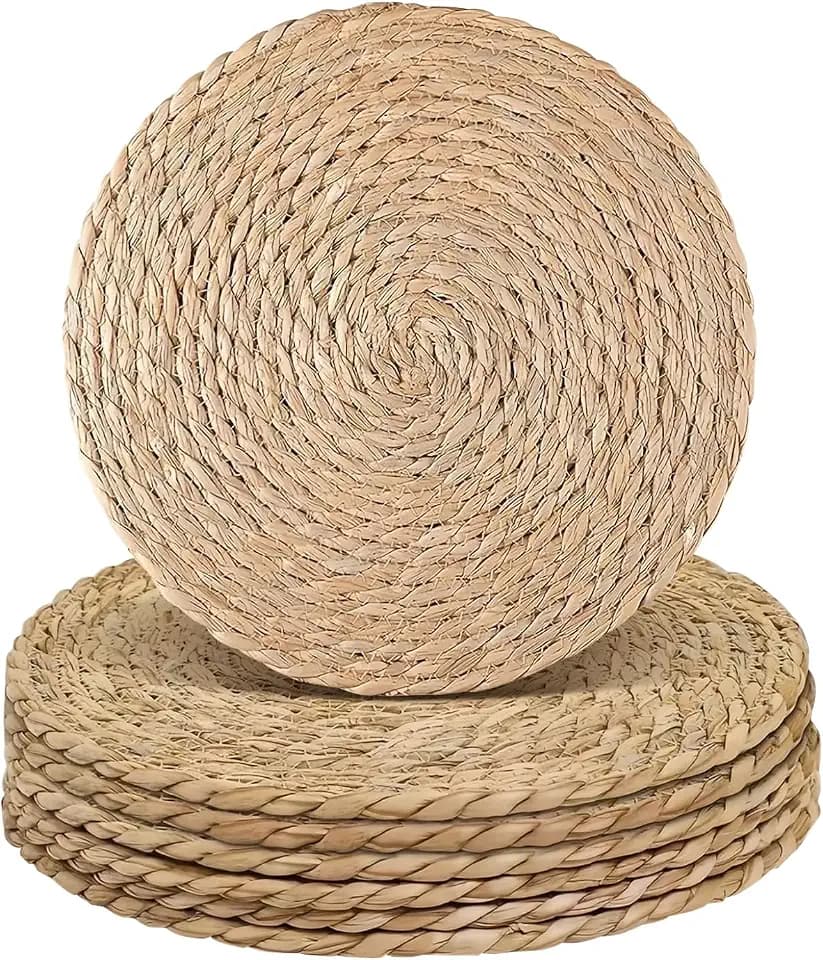 comfoyar 13Inch Round Boho Natural Water Hyacinth Placemats Set of 6