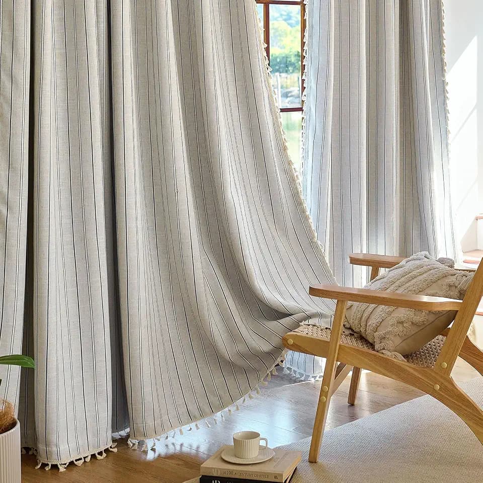 Pinch Pleated Linen Blended Curtains, 52"x108", 1 Panel