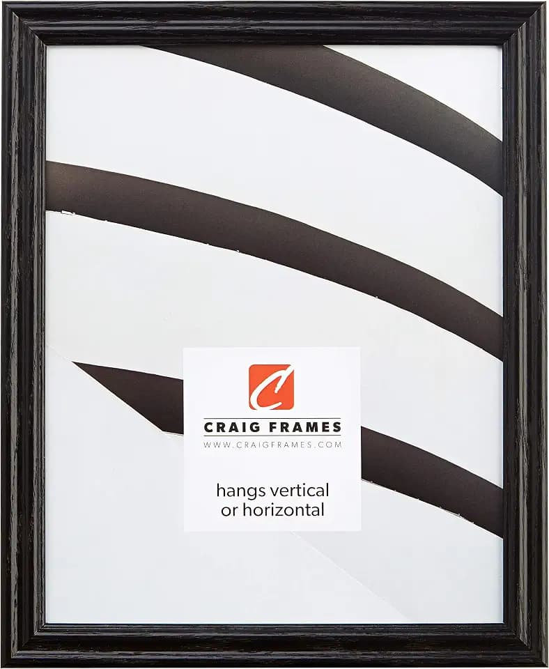 Craig Frames 200ASHBK Wood Grain Finish 12 by 19-Inch Picture/Poster Frame, 0.75-Inch Wide, Black