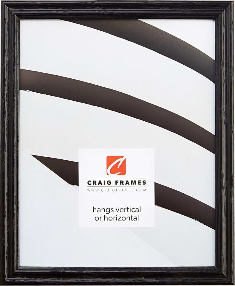 Craig Frames 200ASHBK Wood Grain Finish 23 by 26-Inch Picture/Poster Frame, 0.75-Inch Wide, Black