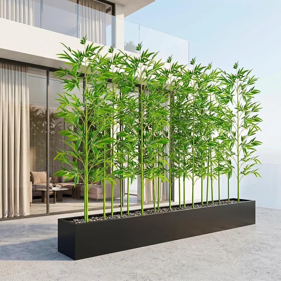 10 Pcs Outdoor Artificial Bamboo, 7ft Faux Privacy Screen Fake Bamboo