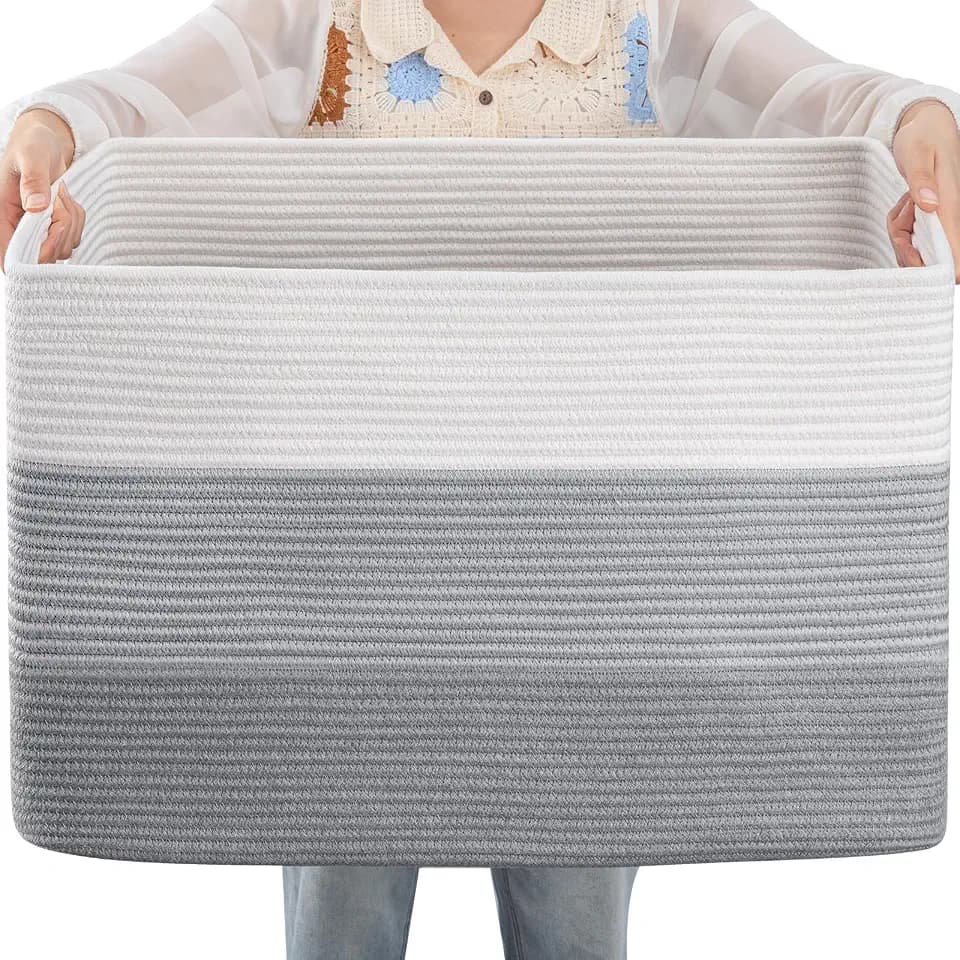 OIAHOMY Blanket Basket Laundry Basket Dog Toy Basket 108L Gradient Grey