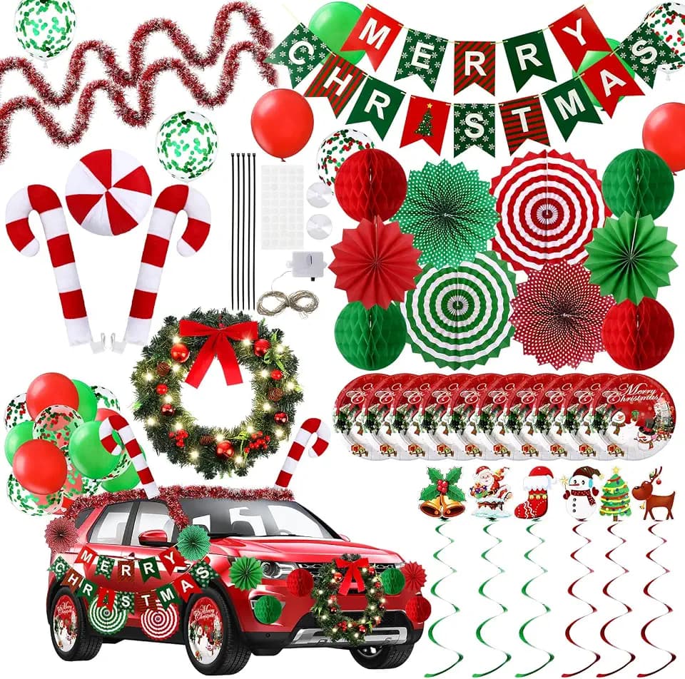 Suncalla 47 Pcs Christmas Golf Cart Decoration Kit for Parade
