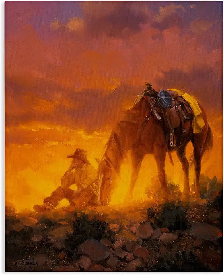 Stupell Industries Western Cowboy Thinker, 24 x 30 Inch Canvas Wall Art