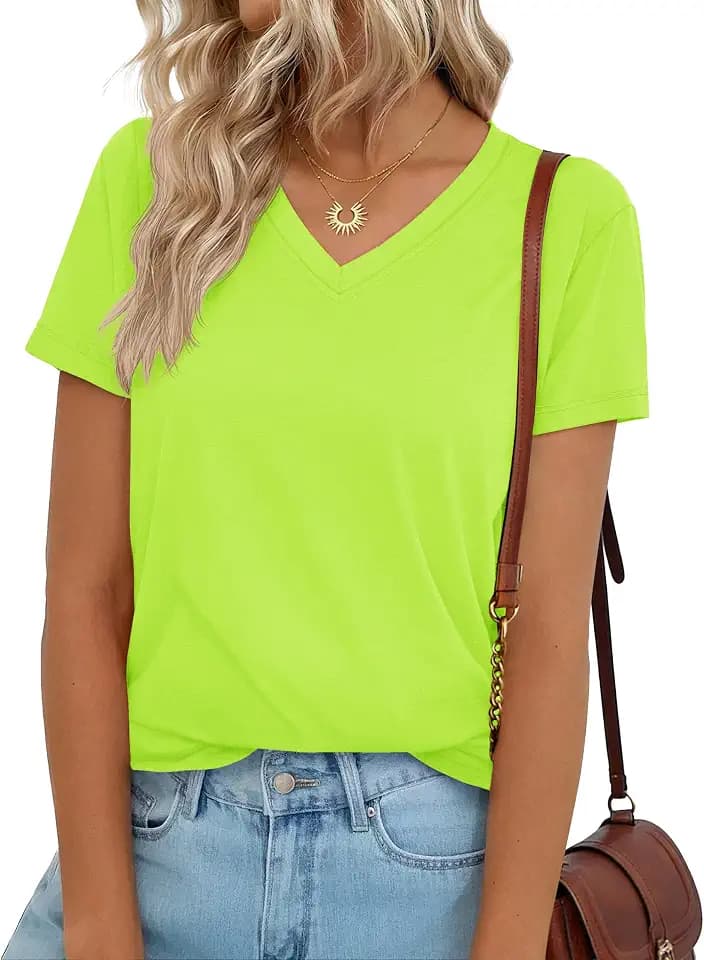 YUCOLEN T Shirts for Women Soft Short Sleeve V Neck Basic Tees UPF 50+ Tops