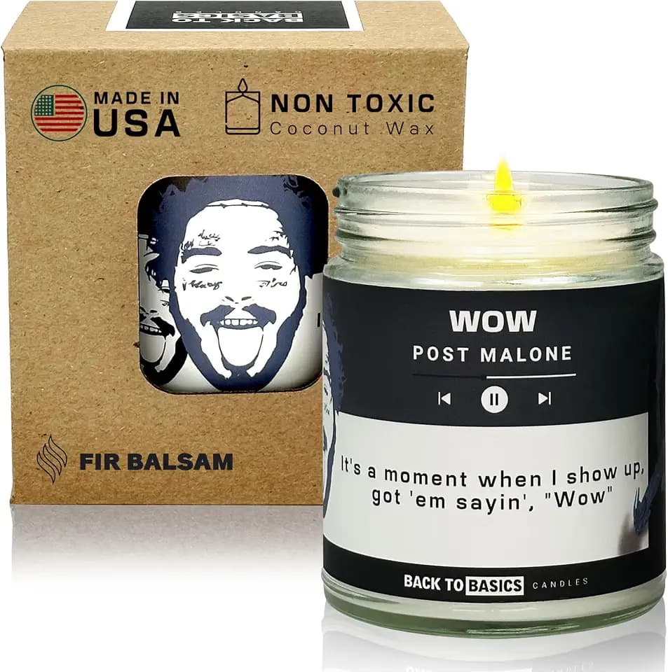 Back to Basics Candles | Wow - 9oz Soy Wax Fir Balsam Scented Candle for Home Decor, Birthday Gifts for Women, Men, Best Friend | Relaxing Aromatherapy Made in USA