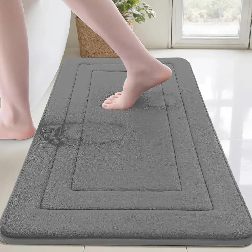 Cupic Cupid Memory Foam Bath Mat 24" x 36", Non Slip Bath Rug, Deep Grey