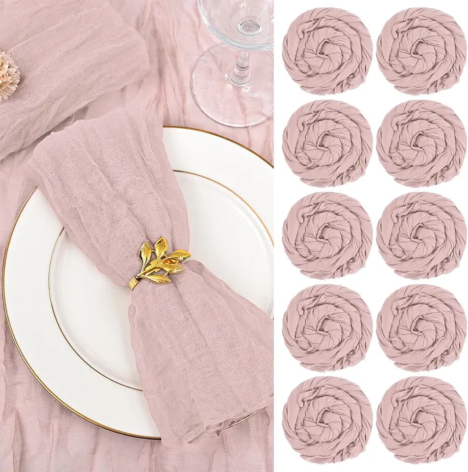 fani 60 Pack Gauze Cheesecloth Napkins, 20 x 20 in, Dusty Pink