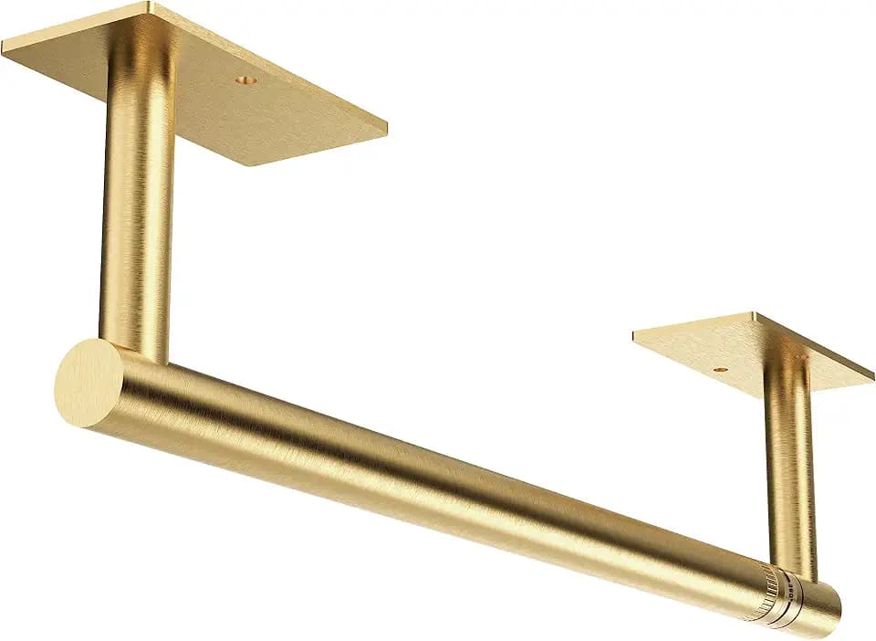 Gold Paper Towel Holder Under Cabinet Self Adhesive or Wall Mount