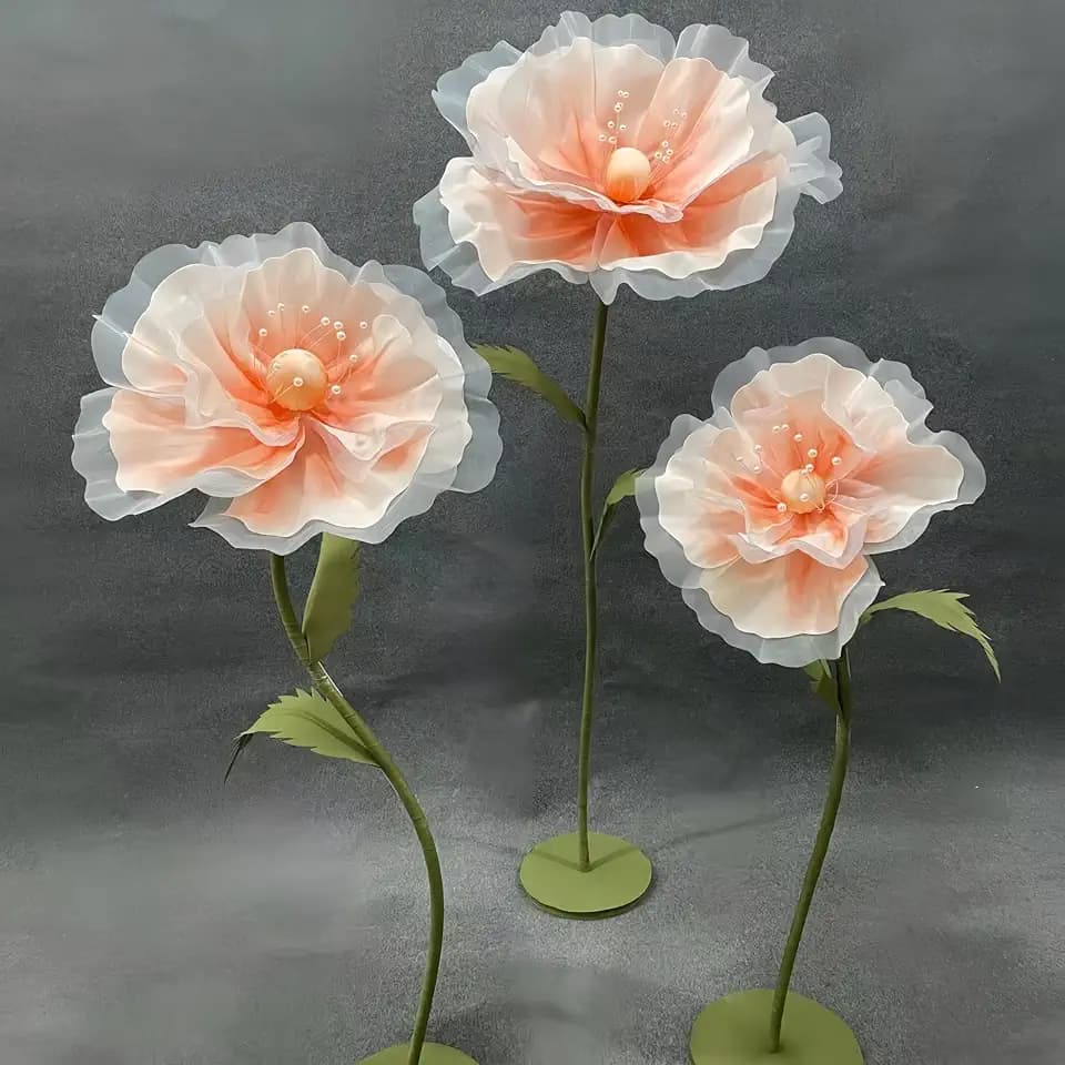 Large EVA Artificial Flowers, 5.3ft Giant Flowers for Decorations with Stand, Wedding Birthday Easter Party Mother's Day Home Decor Shop Window Display Photography Props, Orange