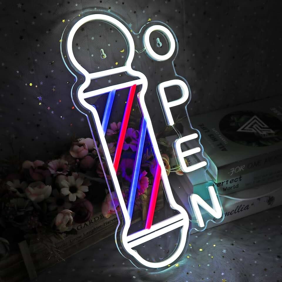 Barbershop Open Neon Sign - Atmosphere Lights for Barbershop