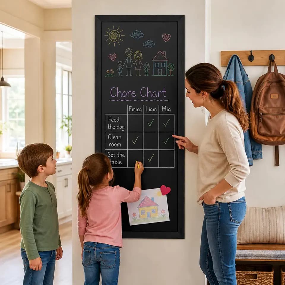 Ilyapa Extra Large Magnetic Chalkboard Sign, 57x25 - Black Metal, Wall