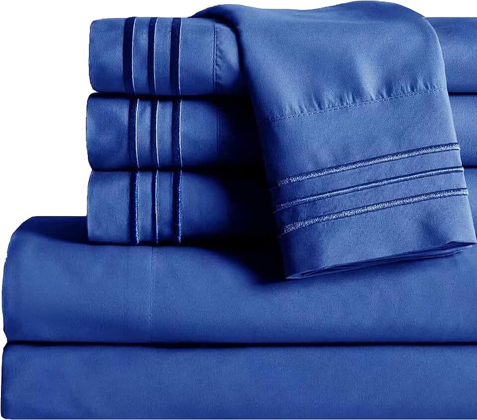 Mocassi Twin XL Sheet Set - Luxury Hotel 1800 Premier Bedding Sheets & Pillowcases - Ultra Soft Breathable & Cooling Bed Sheet Set- Wrinkle Resistant - 4 Piece Set - Twin XL, Imperial Blue