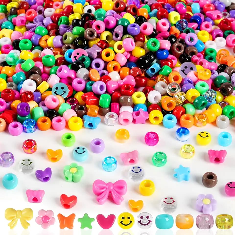 Pony Beads Shapes Bulk Assorted for Bracelets Necklaces Jewelry
