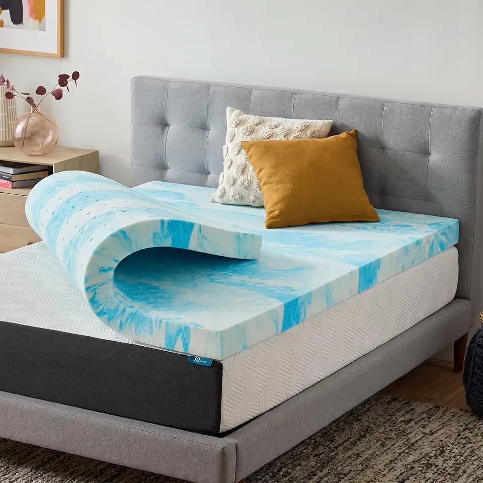 Mattress Toppers Memory Foam Cooling Gel Infused for Enhanced Comfort, CertiPUR-US Certified Breathable Bed Topper Pad with Support for Sleeper Twin, 3 Inch