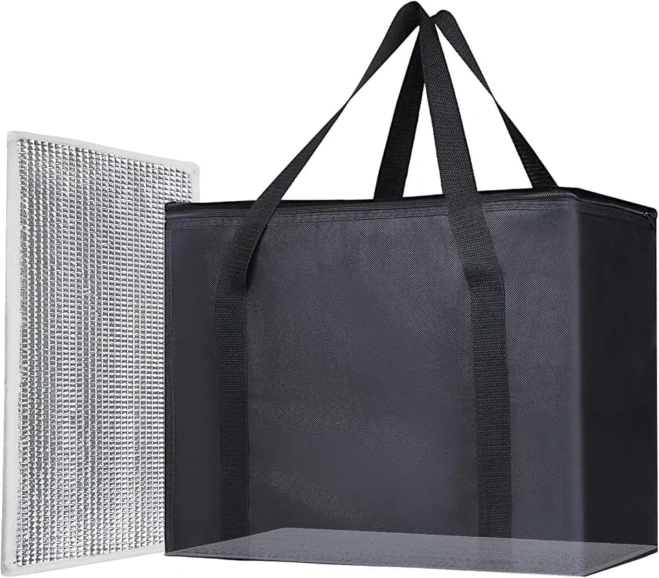 Bodaon 1PK Insulated Grocery Bags with Reinforced Baseboard, X-Large, Black