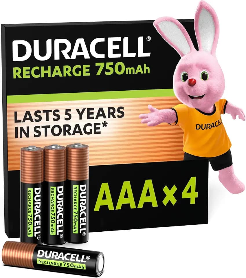 DURACELL AAA Wiederaufladbare Batterie (4 Stück) 1.2V, 750 mAh NiMH