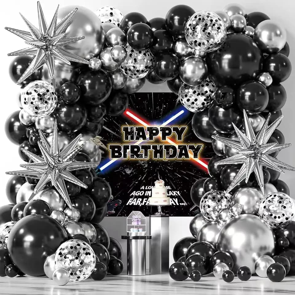 Galaxy Party Decorations Themed Backdrop with Balloons Arch Kit for Boys Kids Birthday Party Universe Wars Background Galaxy Themed Cake Table Decorations