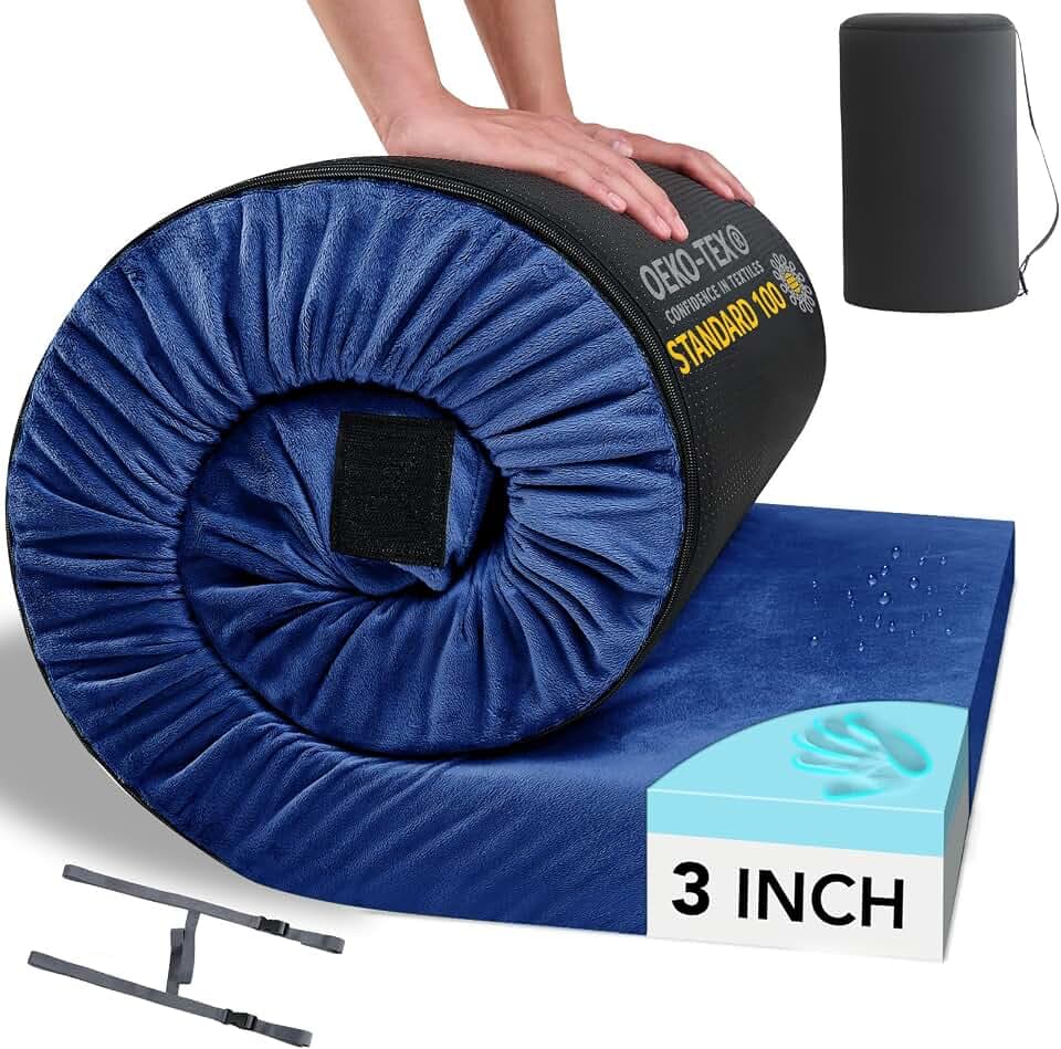 HomeMate Memory Foam Camping Mattress Pad: Portable Car Sleeping Pad