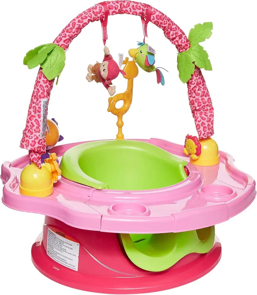 Summer by Bright Starts Deluxe SuperSeat, Island Giggles, Fun Baby Seat for Sitting Up, Playtime, and Meals, Ages 4 Months to 4 Years