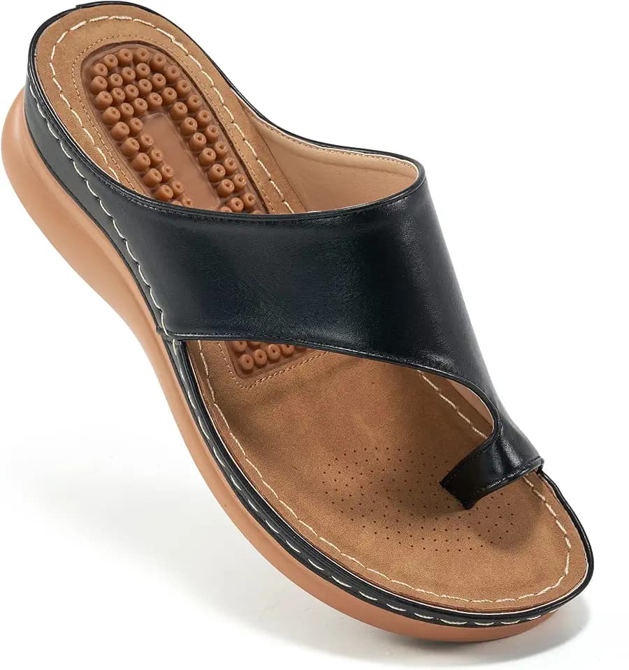 Aomigoct Womens Comfort Wedge Sandals: Soft Cushion & Orthopedic for All-Day Walking - Non-Slip 1.96" Heel for Stability - for Comfort Seekers