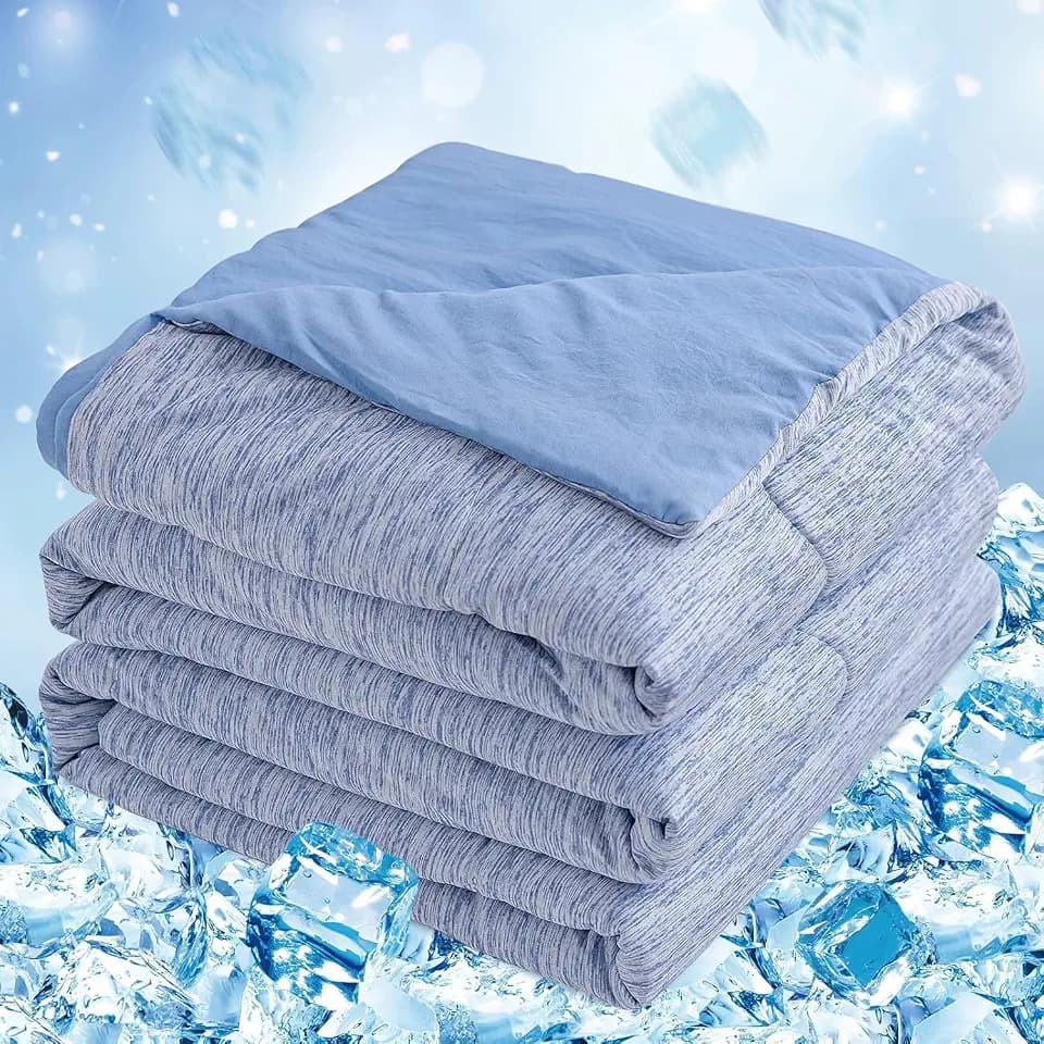 CHOSHOME Cooling Comforter Cooling Blanket, Q-Max 0.45 Cool Sleeping Summer Blanket for Hot Sleeper Night Sweats, Full 84" x 90", Blue