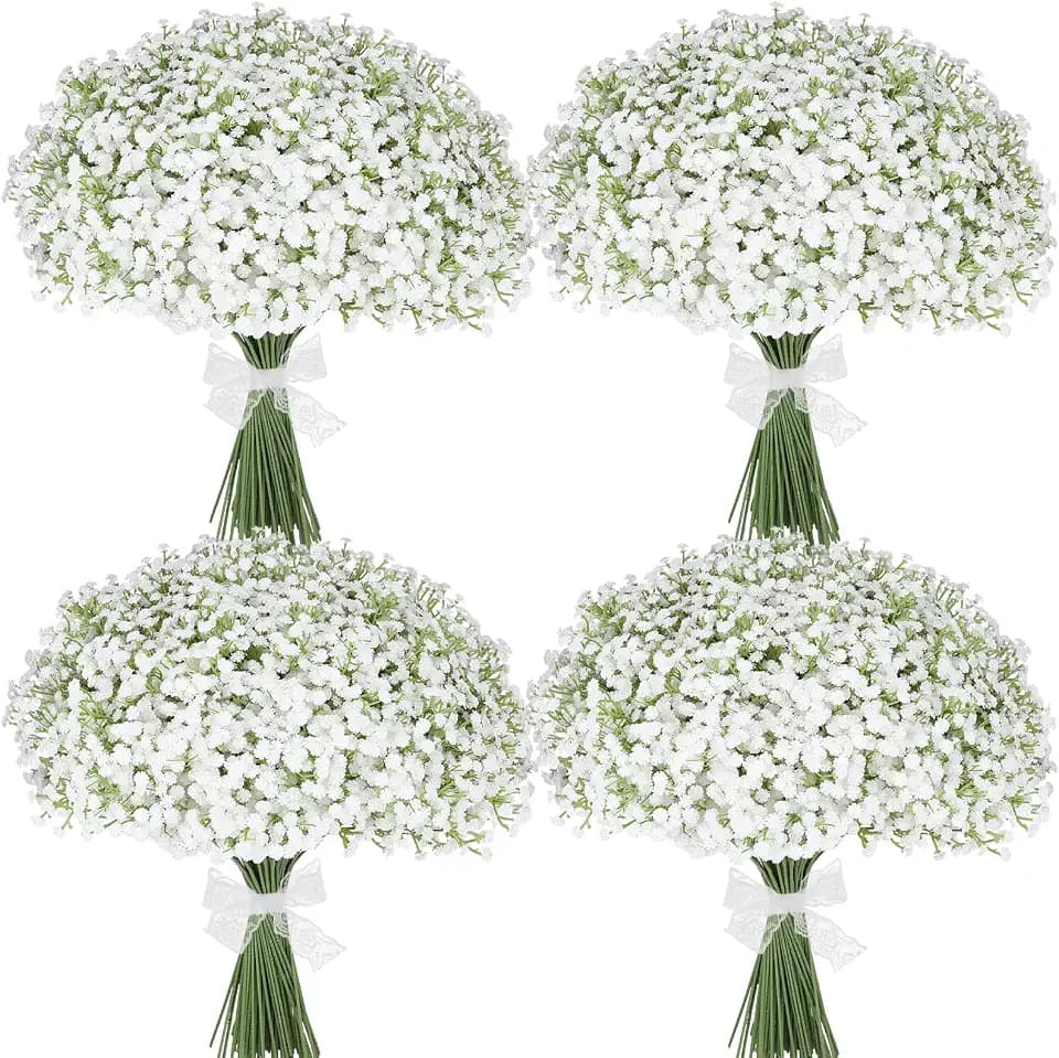 Babys Breath Artificial Flowers Bulk, 30 Pcs White Gypsophila