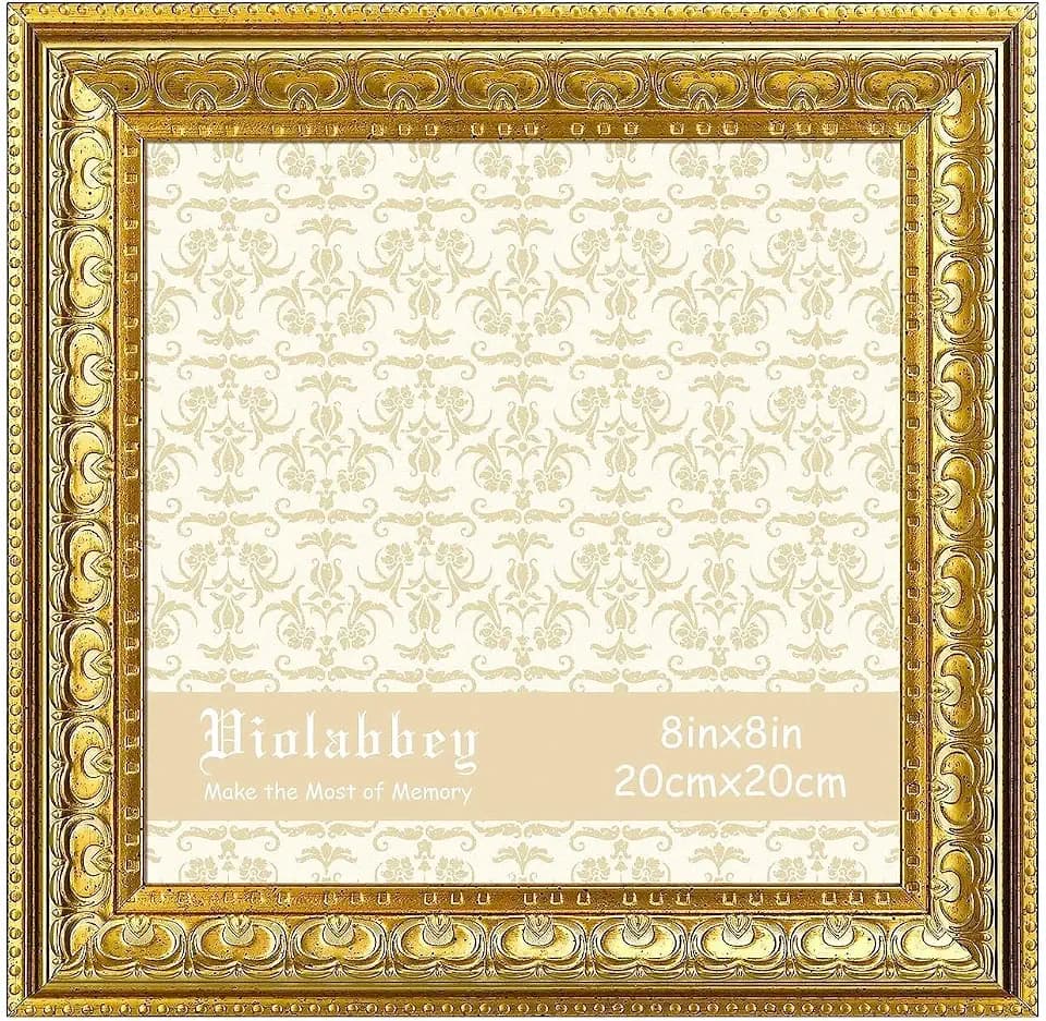 VIOLABBEY 8x8 Picture Frame Gold, Vintage Photo Frame