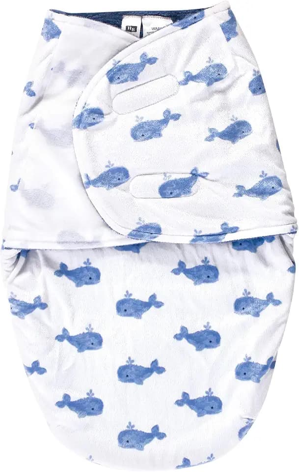 Hudson Baby Unisex Baby Plush Swaddle Wrap, Whale, 0-3 Months