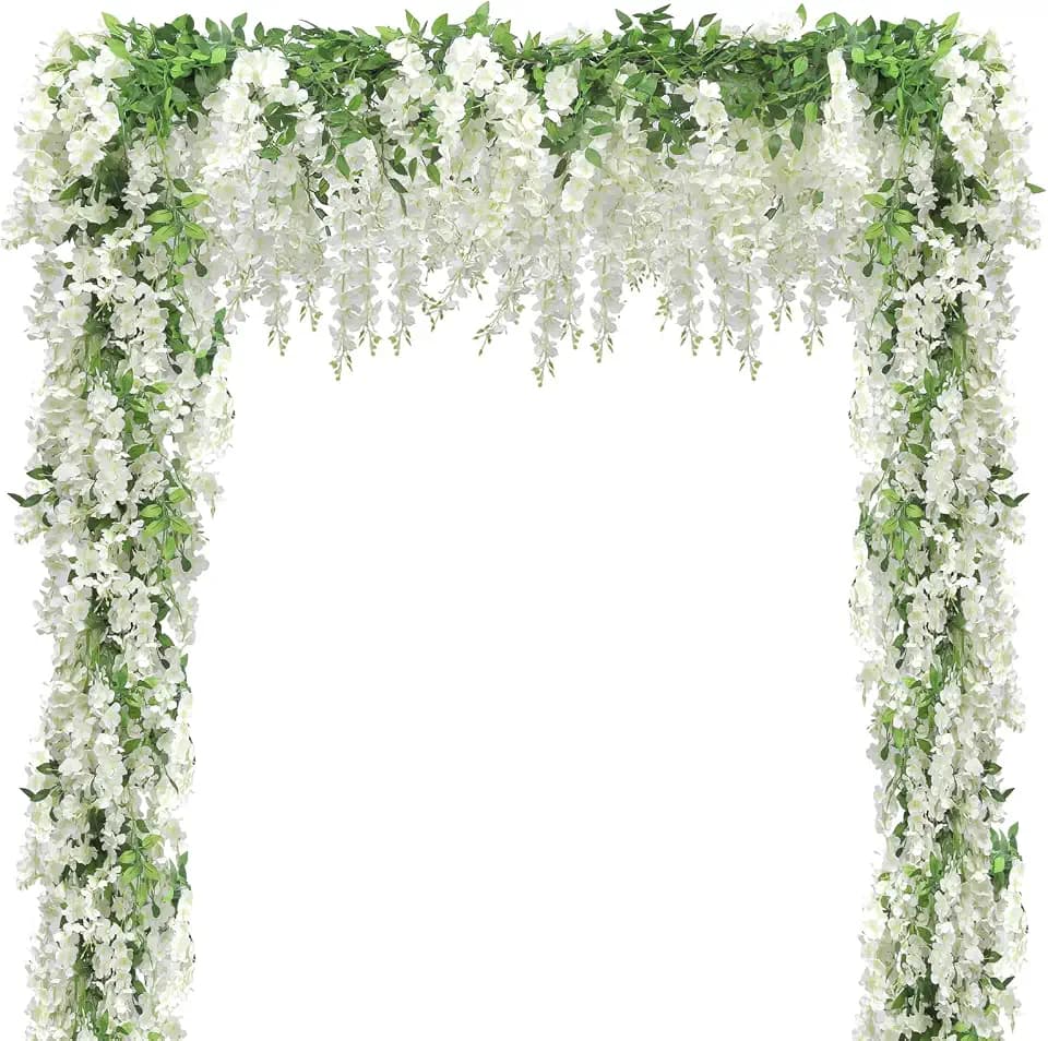 Findosom 15Pcs Total 108FT Wisteria Artificial Flowers Garland for Decor