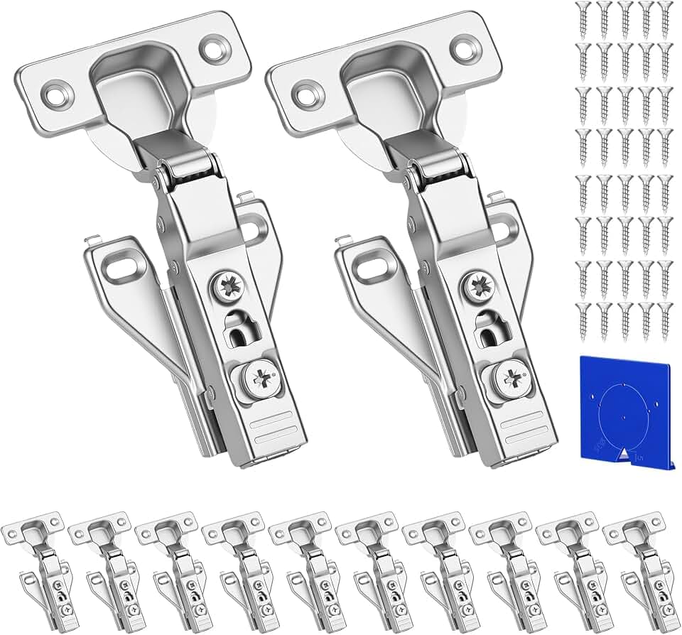 12 Pack 1/2'' Overlay Soft Close Cabinet Hinges – 105° 3D Adjustable Clip-On Concealed Cupboard Hinges for Kitchen Cabinet Doors, Hidden Cabinet Door Hinges with Screws