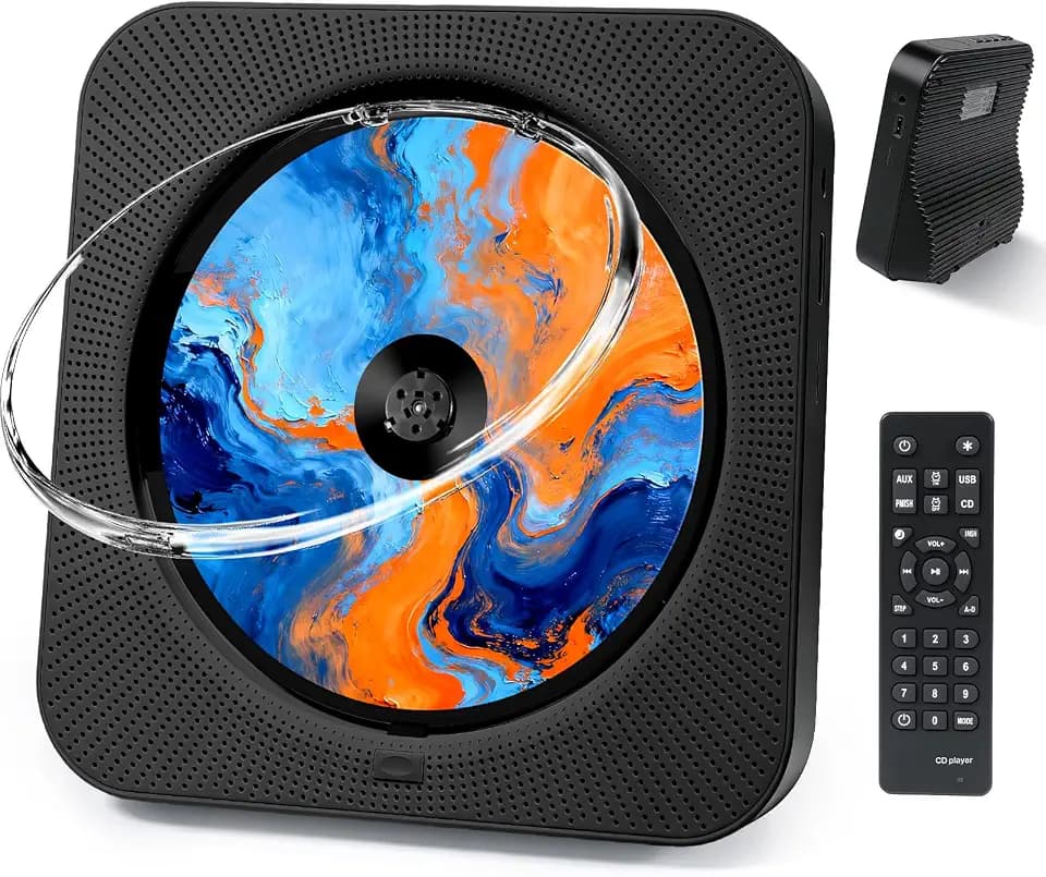 CD Player Tragbar mit Bluetooth 5.1, Liphier CD-Player Musik Heim-Desktop, CD Spieler Kinder mit HiFi Lautsprecher, LED-Bildschirm FM-Radio USB/AUX Kopfhörerbuchse, (Schwarz)