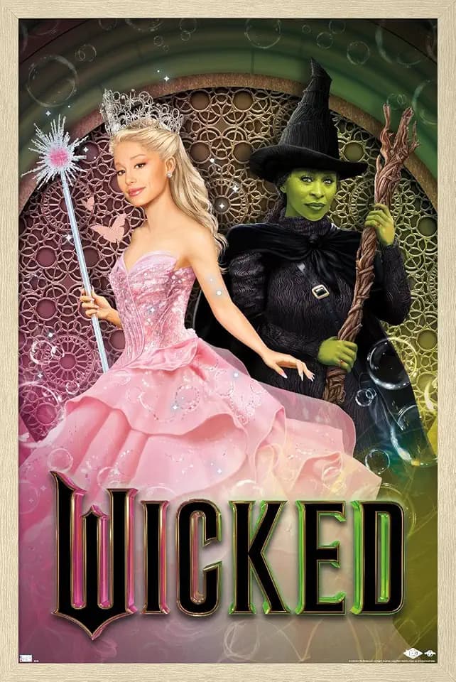 Trends International Wicked - Elphaba and Glinda Upland Wall Poster, 34L x 22.4W, Blonde Framed Version