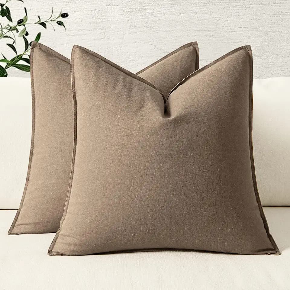 MIULEE Euro Shams Decorative Linen Pillow Covers 26x26 Inch Coco Brown