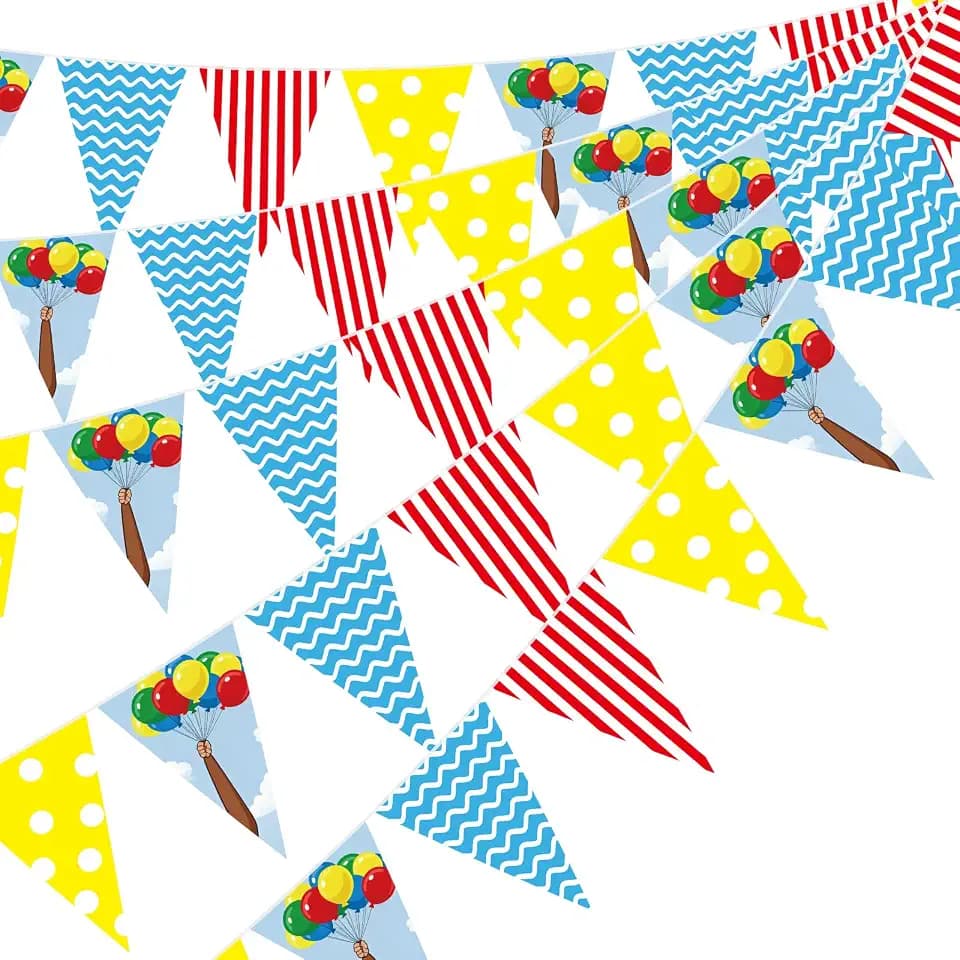 Epakh 5 Pcs 49 ft Curious Birthday Banner, Red Blue Yellow