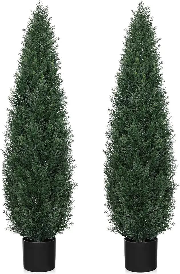 4FT Artificial Trees for Outdoors Cedar Topiary UV-Resistant Fake Plants