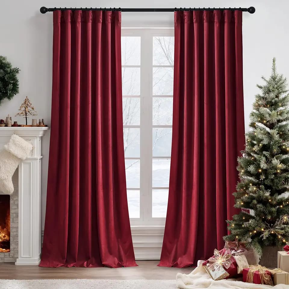 RYB HOME Velvet Curtains 102 inches Long, Extra Long High Ceiling Curtains