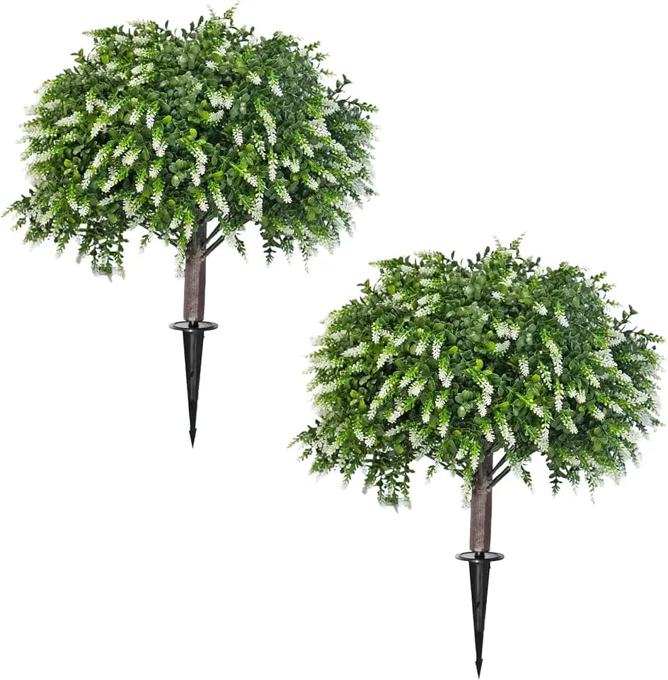 Artificial Topiary Balls Set of 2, Outdoor Boxwood for Porch Planters