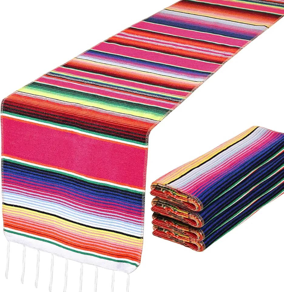 DOMESTAR 2 Pack Serape Table Runner, 14x84 Fiesta Mexican Runners