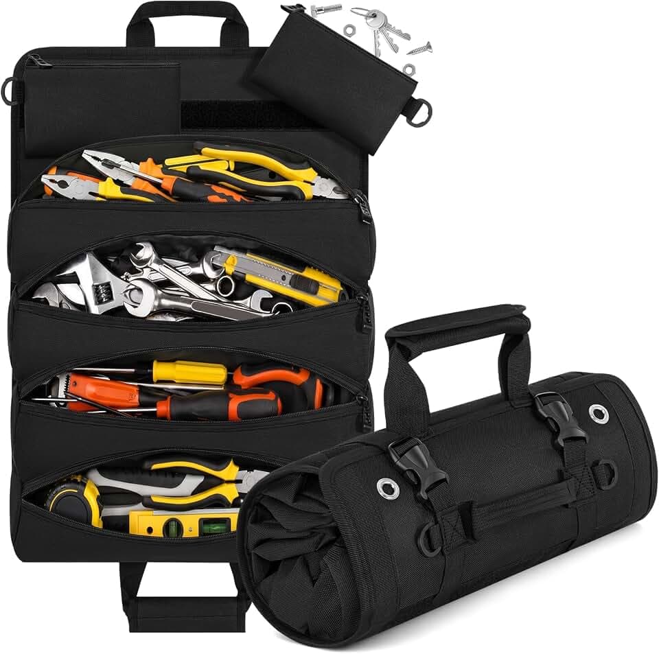 ANILD 13 Inch Regular Long Tool Bag Roll Up, Roll Up Tool Bag Organizer