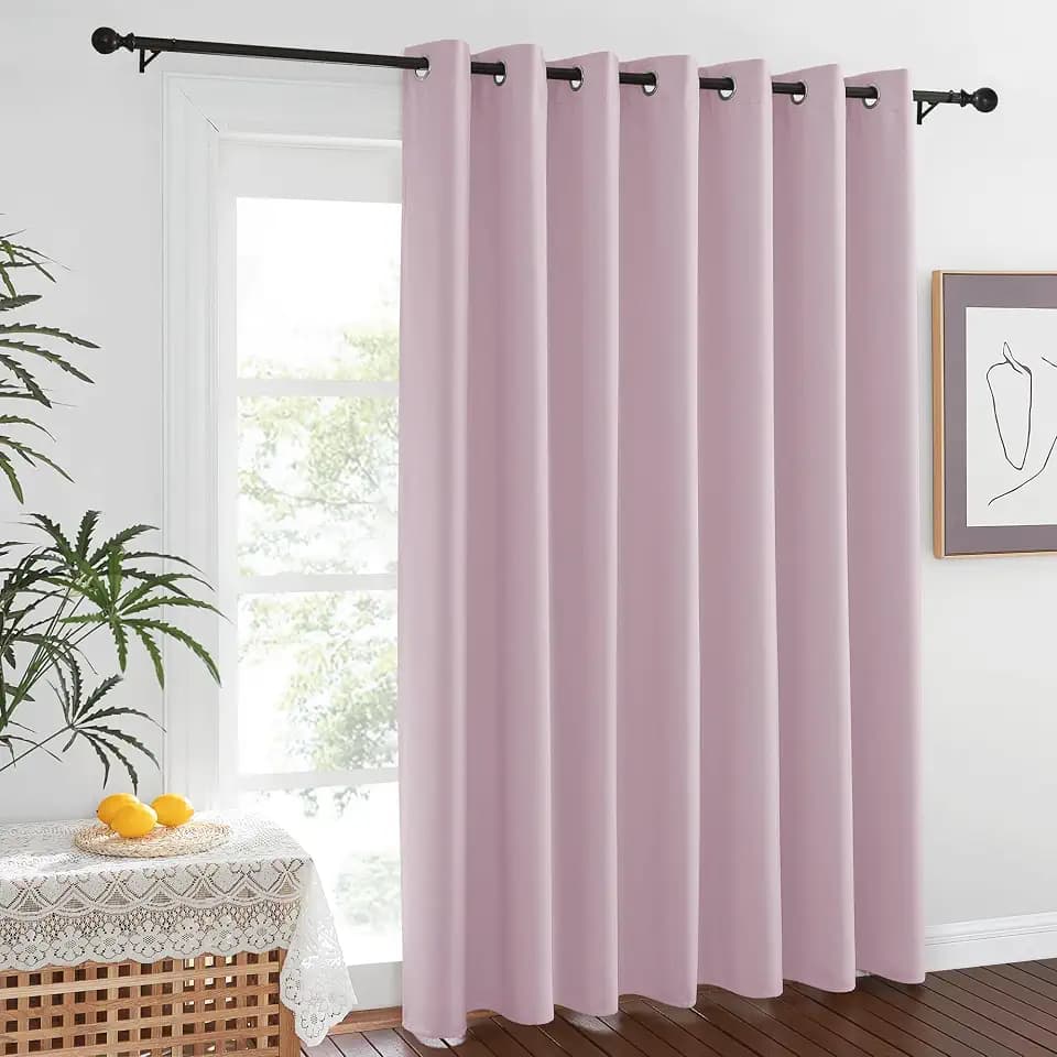 NICETOWN Room Darkening Baby Pink Curtains W100 x L84 for Sliding Door, Grommet Thermal Insulated Light Blocking Window Treatments for Bedroom/Living Room, 1 Panel