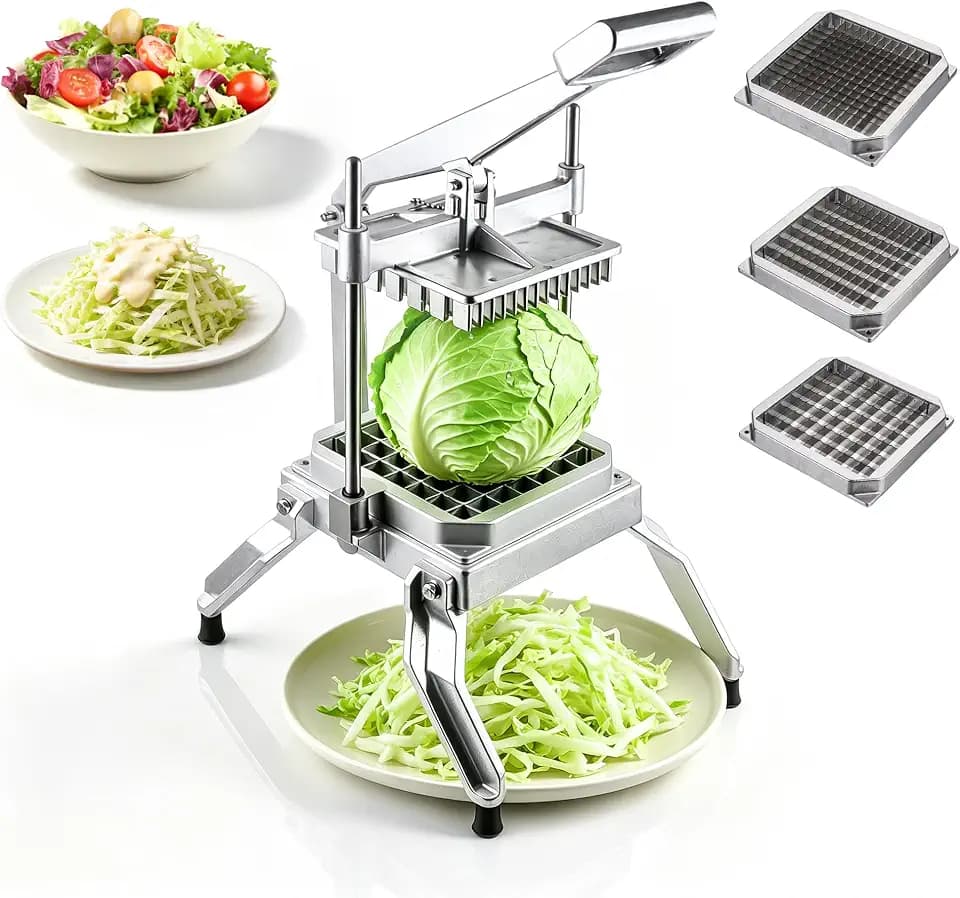 Hakka Commercial Lettuce Cutter, Heavy Duty Vegetable Slicer Cabbage Cutter Stainless Steel for Restaurant & Home Kitchen, Include 3 Blades(1 * 1", 1 * 1/2", 1/2 * 1/2")