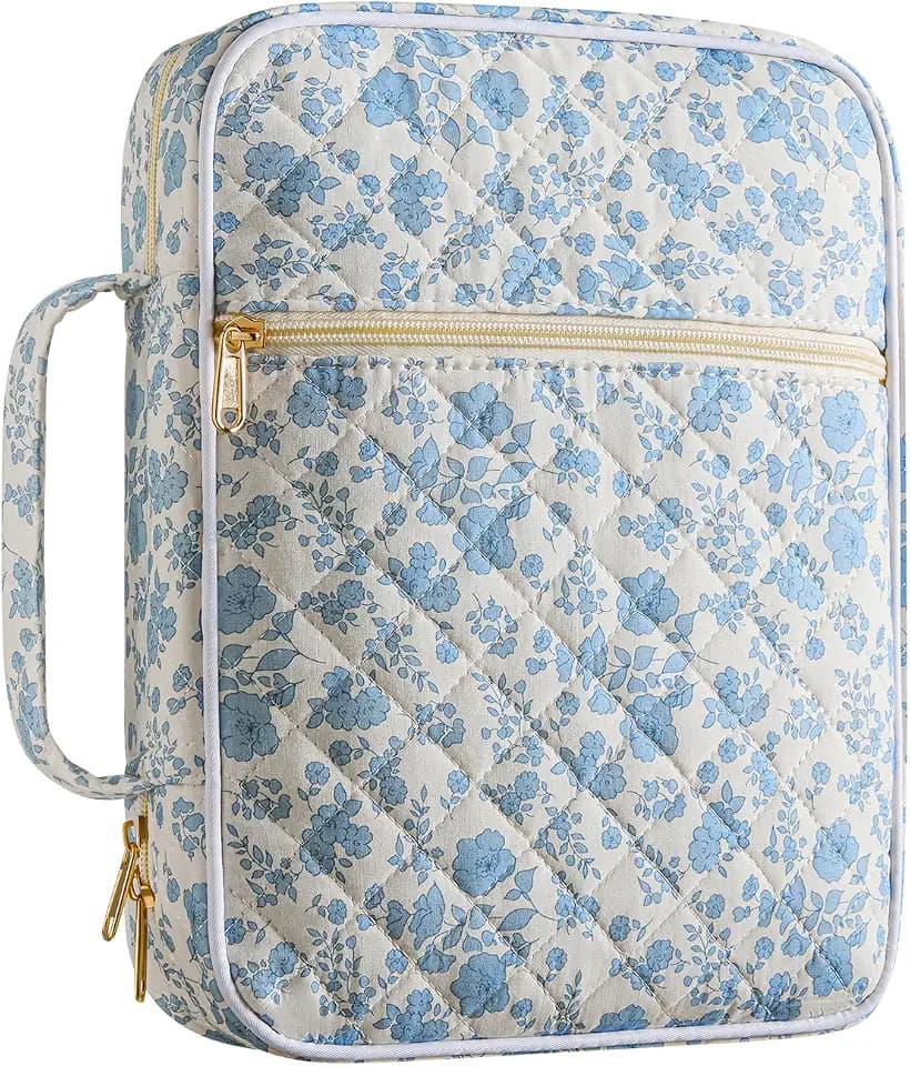Bible Cover Case for Women Girls,Quilted Bible Tote Bag Study Supplies