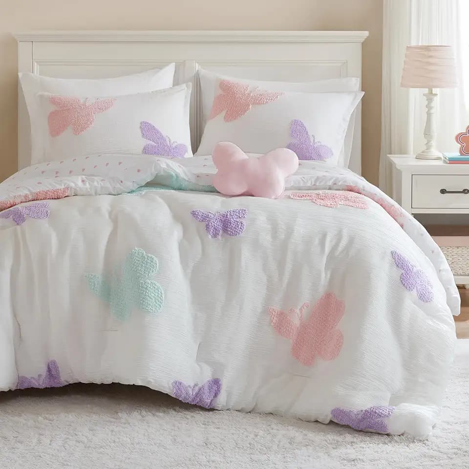 Intelligent Design Kids Girls Butterflies Multi Queen Comforter Set, 4pc