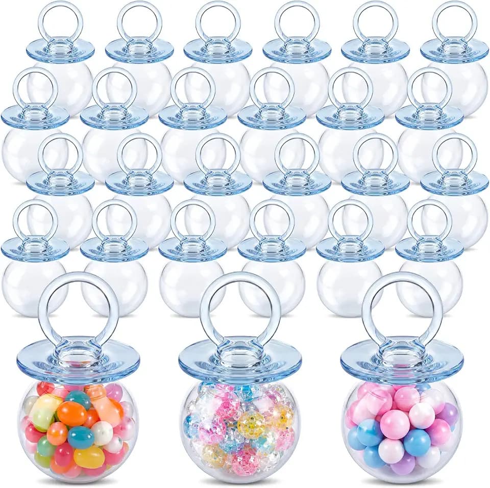 Nuenen 24 Pcs Baby Shower Favors, Mini Pacifier Candy Bottles 3.15", Blue