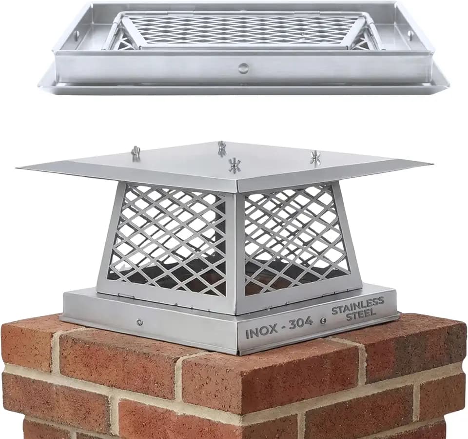 12 x 12 inches Single-Flue Stainless Steel Chimney Cap, Bolt-On